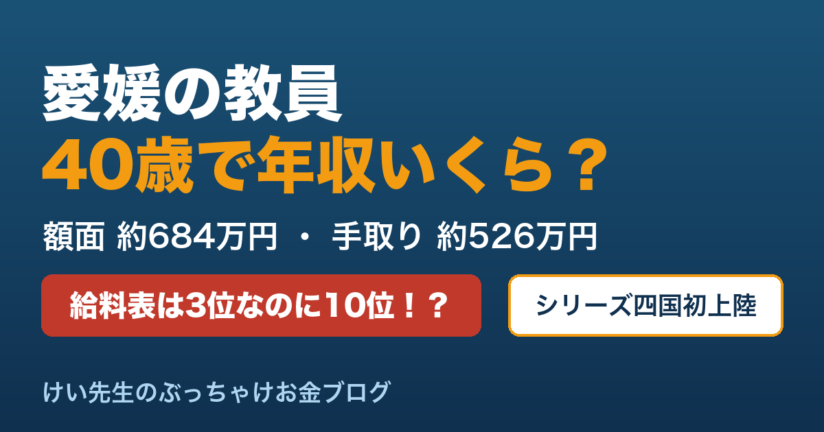愛媛の教員の給料と手取り