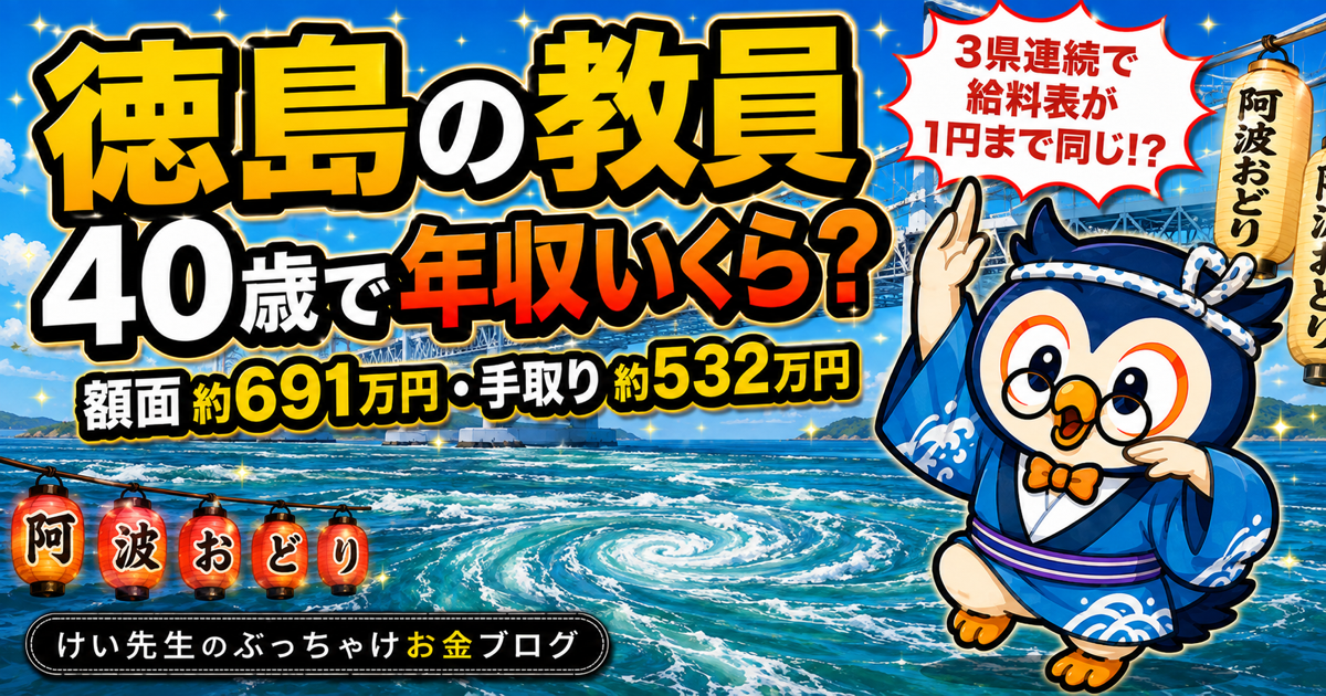 徳島の教員の給料と手取り