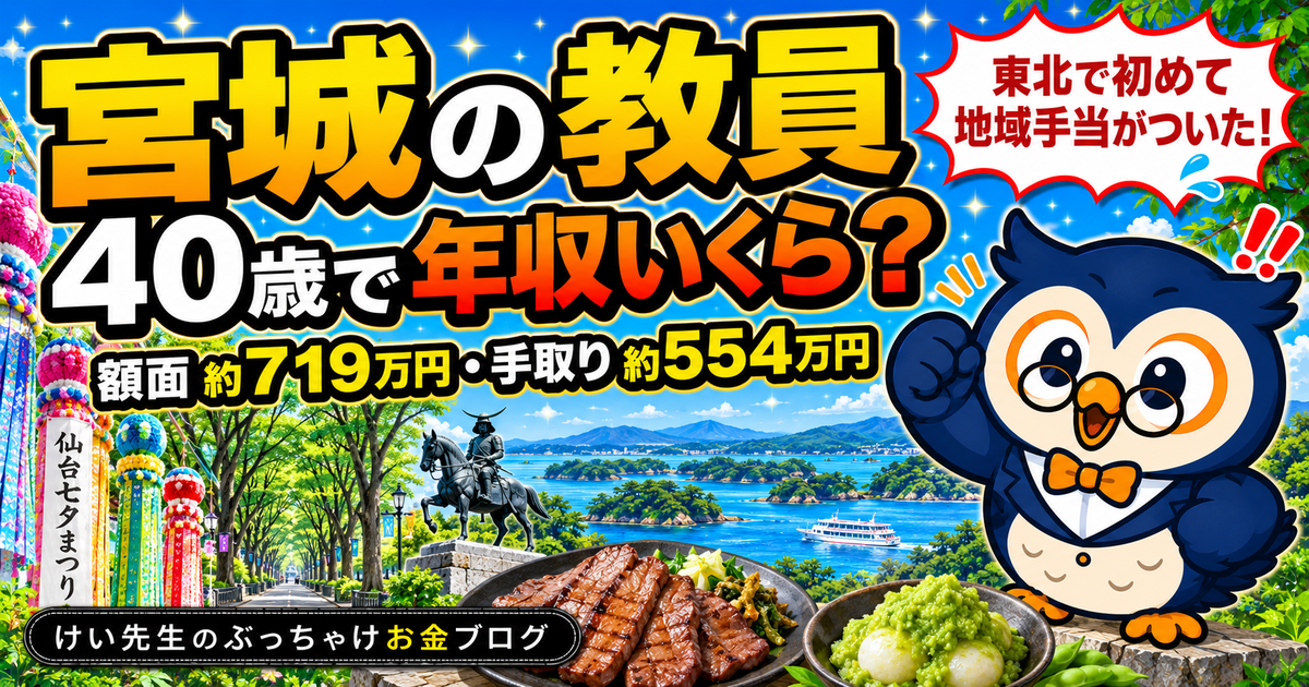 宮城の教員の給料と手取り