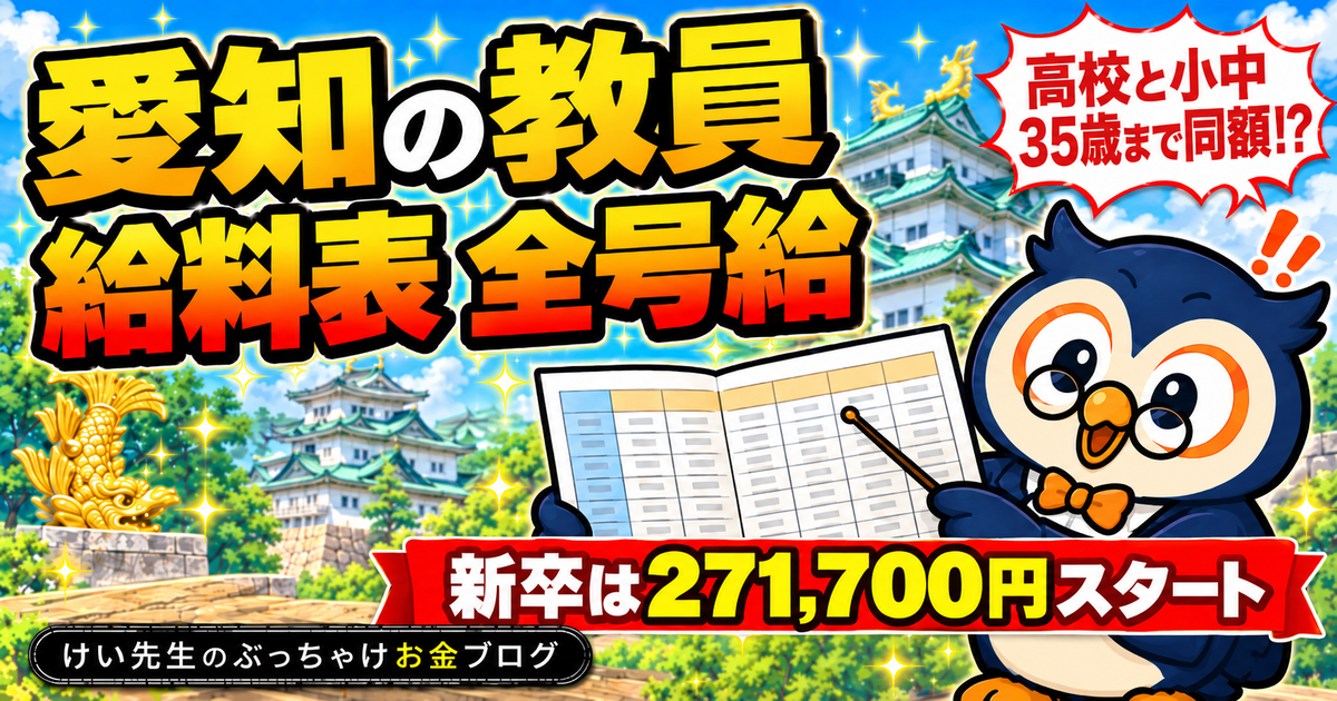 愛知県の教員の給料表