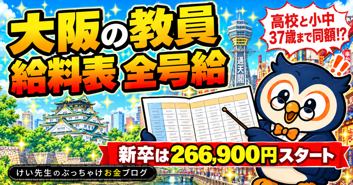 大阪府の教員の給料表